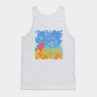 Seabed Underwater Scene Fish Seahorse Coral Tank Top